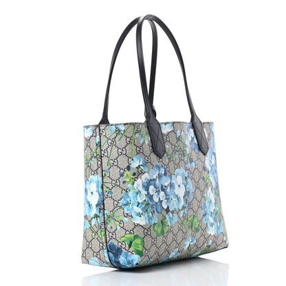 Gucci GG Supreme Monogram Blooms Small Reversible Tote Beige Blue Navy 4 of 14