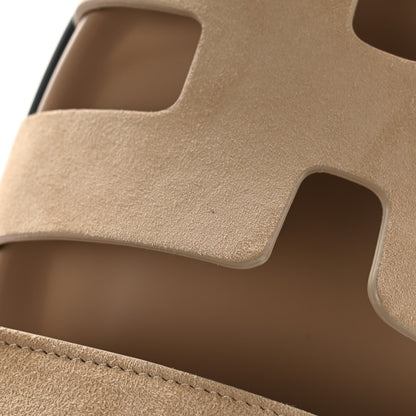 Hermes Suede Goatskin Womens Chypre Sandals 37.5 Beige Argile 9 of 10
