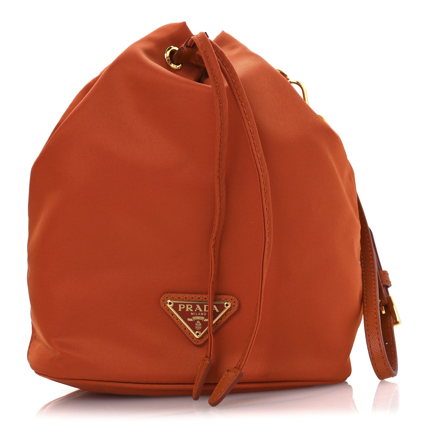 Saffiano Tessuto Nylon Bucket Wristlet Papaya