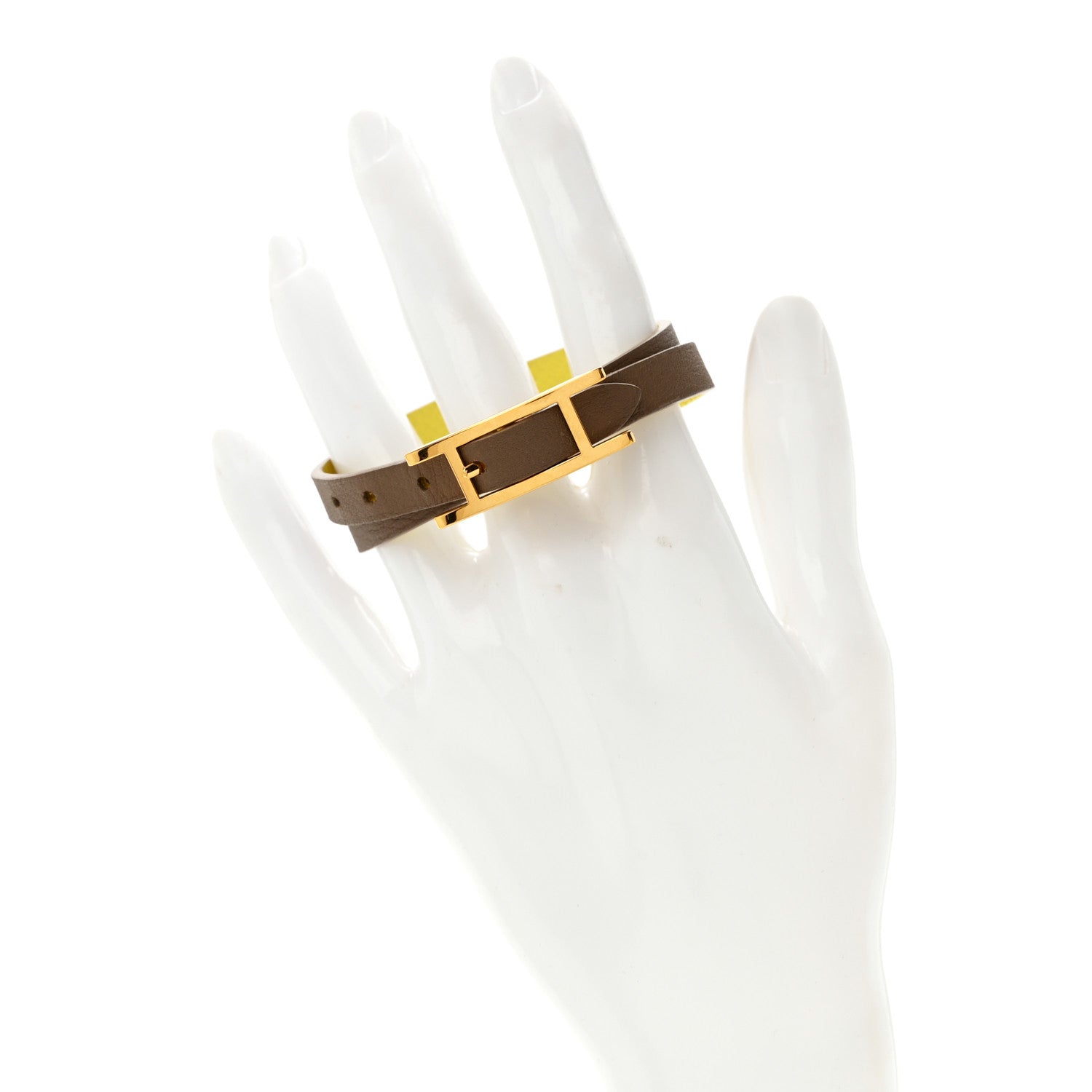Hermes Epsom Swift Behapi Double Tour Bracelet XS Lime Etoupe 2 of 6