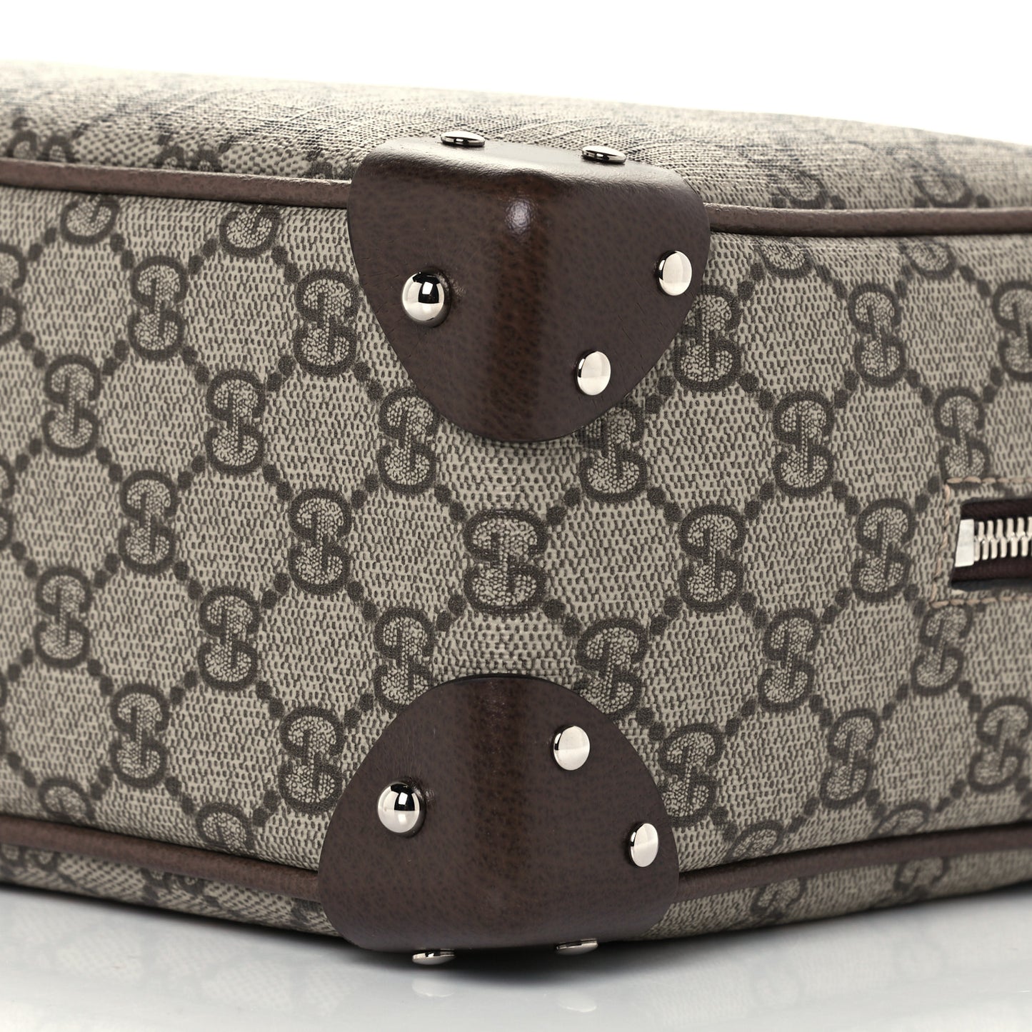 GG Supreme Monogram Textured Calfskin Square Messenger Bag Beige Ebony New Acero