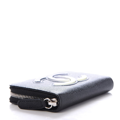Chanel Caviar CC Small Zip Around Coin Purse Black Blue Green 4 of 8