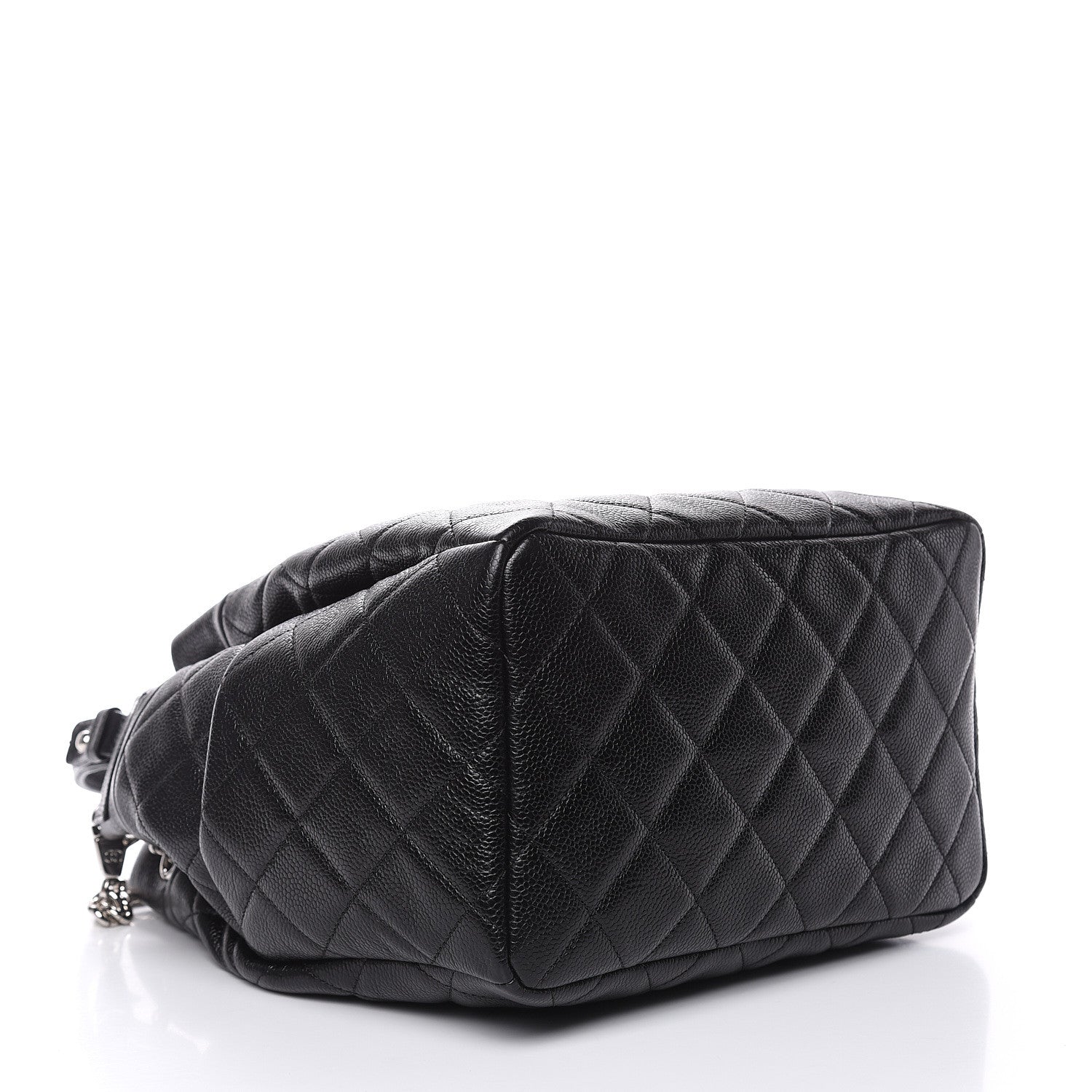 Chanel Grained Calfskin Quilted Medium CC Chain Bucket Drawstring Bag Black 4 of 10