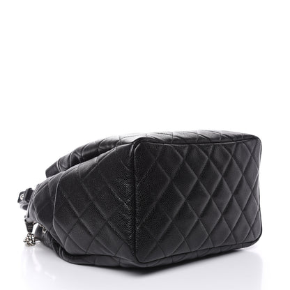 Chanel Grained Calfskin Quilted Medium CC Chain Bucket Drawstring Bag Black 4 of 10