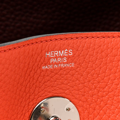 Hermes Taurillon Clemence Verso Lindy 30 Orange Poppy Bordeaux 6 of 9