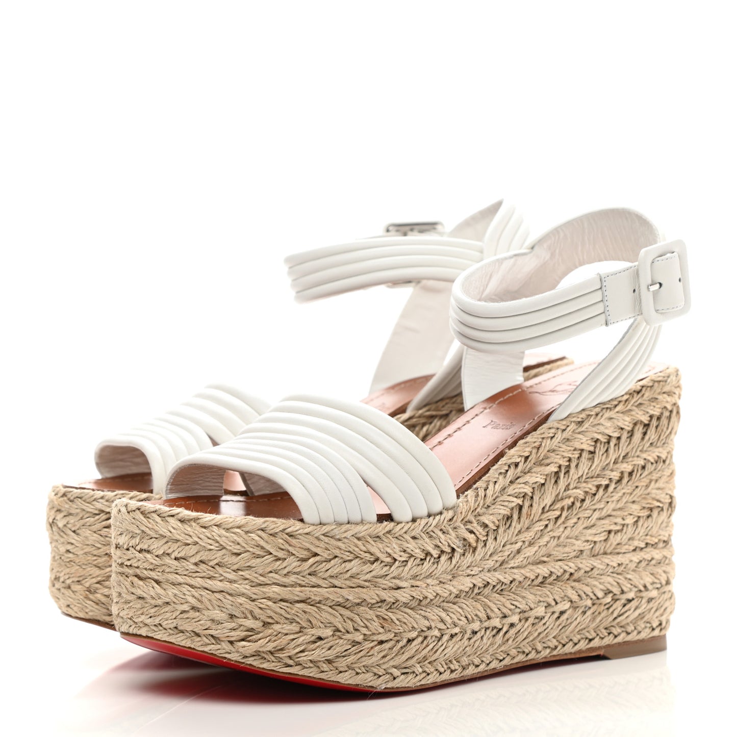 Calfskin Rope Manola Zeppa 90 Espadrille Wedge Sandals 36 White