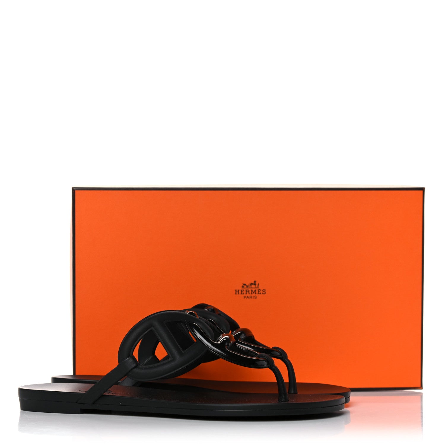 Hermes Rubber Womens Egerie Sandals 36 Black 8 of 8