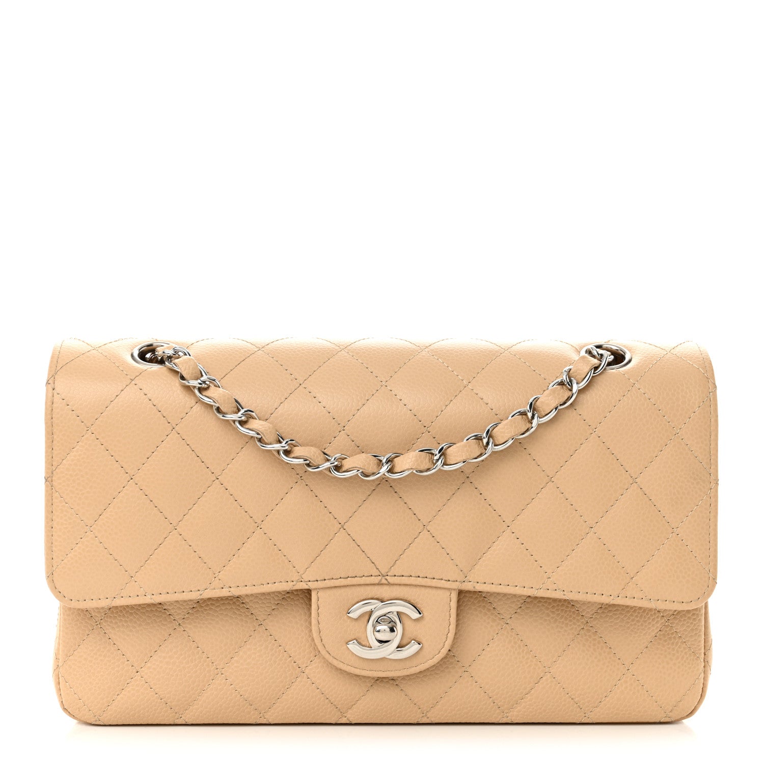 Chanel Caviar Quilted Medium Double Flap Beige 1 of 13