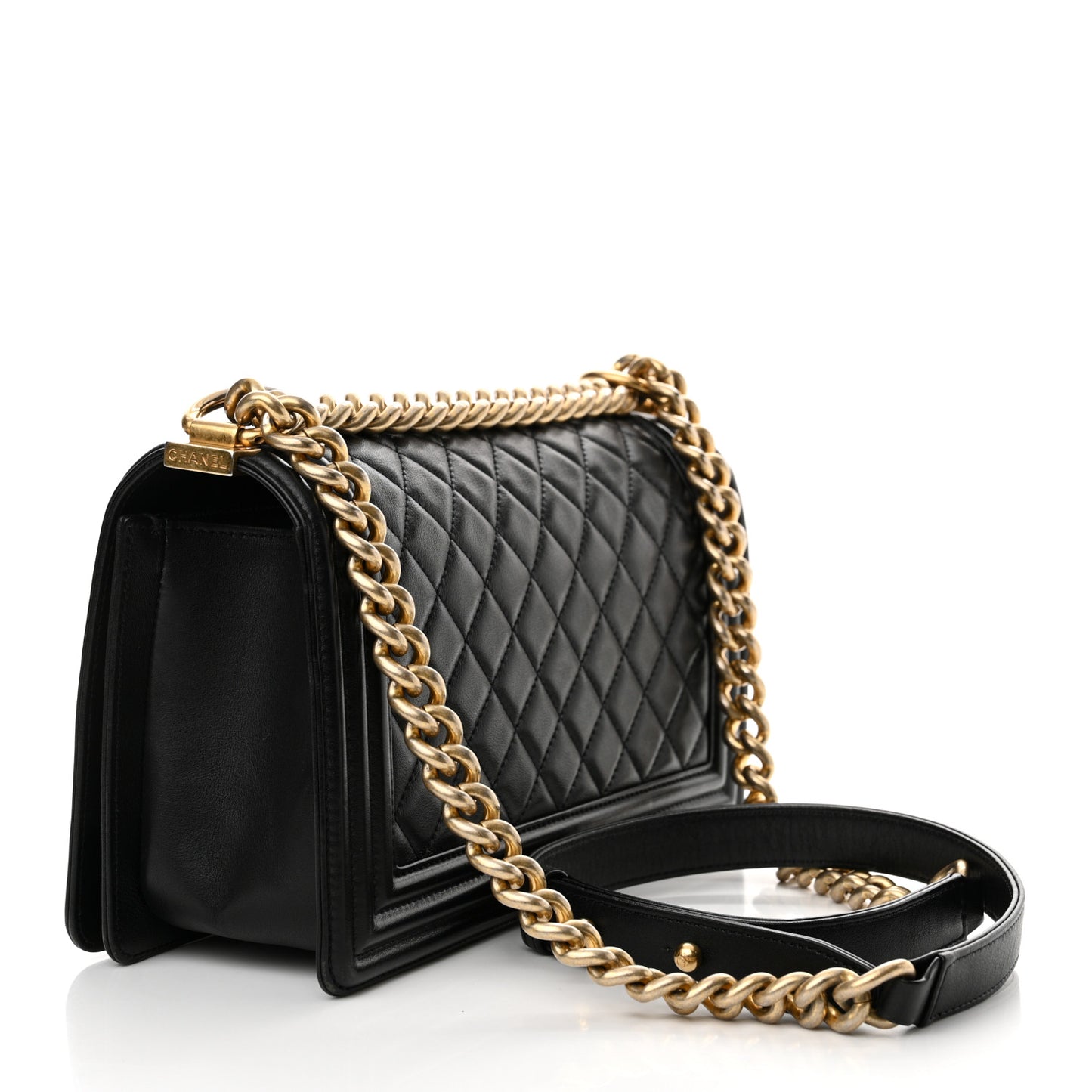 Calfskin Quilted Medium Boy Flap Black