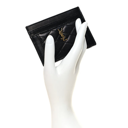 Saint Laurent Lambskin Quilted Gaby Credit Card Case Black 2 of 9