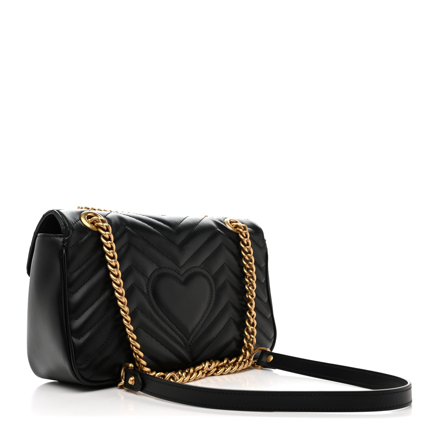 Gucci Calfskin Matelasse Small GG Marmont Shoulder Bag Black 3 of 13