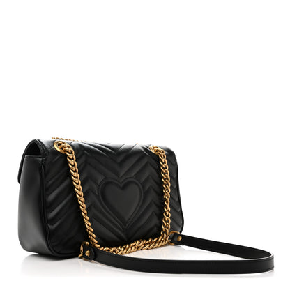 Gucci Calfskin Matelasse Small GG Marmont Shoulder Bag Black 3 of 13