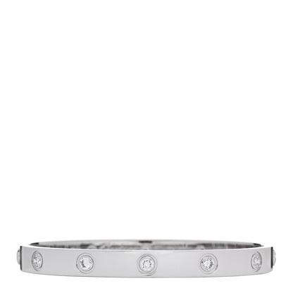 Cartier 18K White Gold 10 Diamond LOVE Bracelet 16 1 of 7