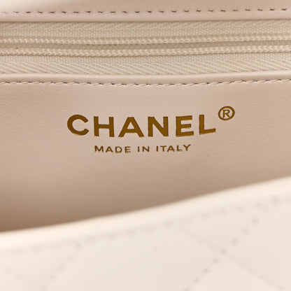 Chanel Shiny Aged Calfskin Quilted Nano Kelly Shopper White 6 of 10