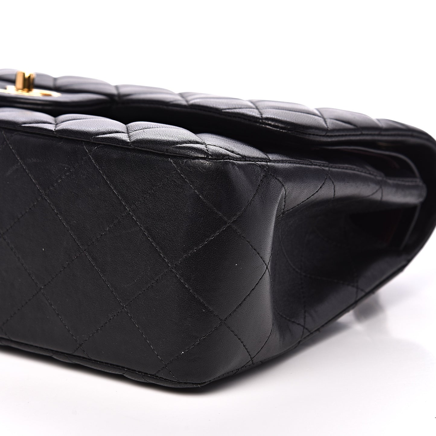 Lambskin Quilted Jumbo Double Flap Black