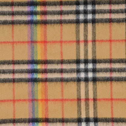 Burberry Cashmere Vintage Rainbow Check Fringe Scarf Antique Yellow 4 of 5