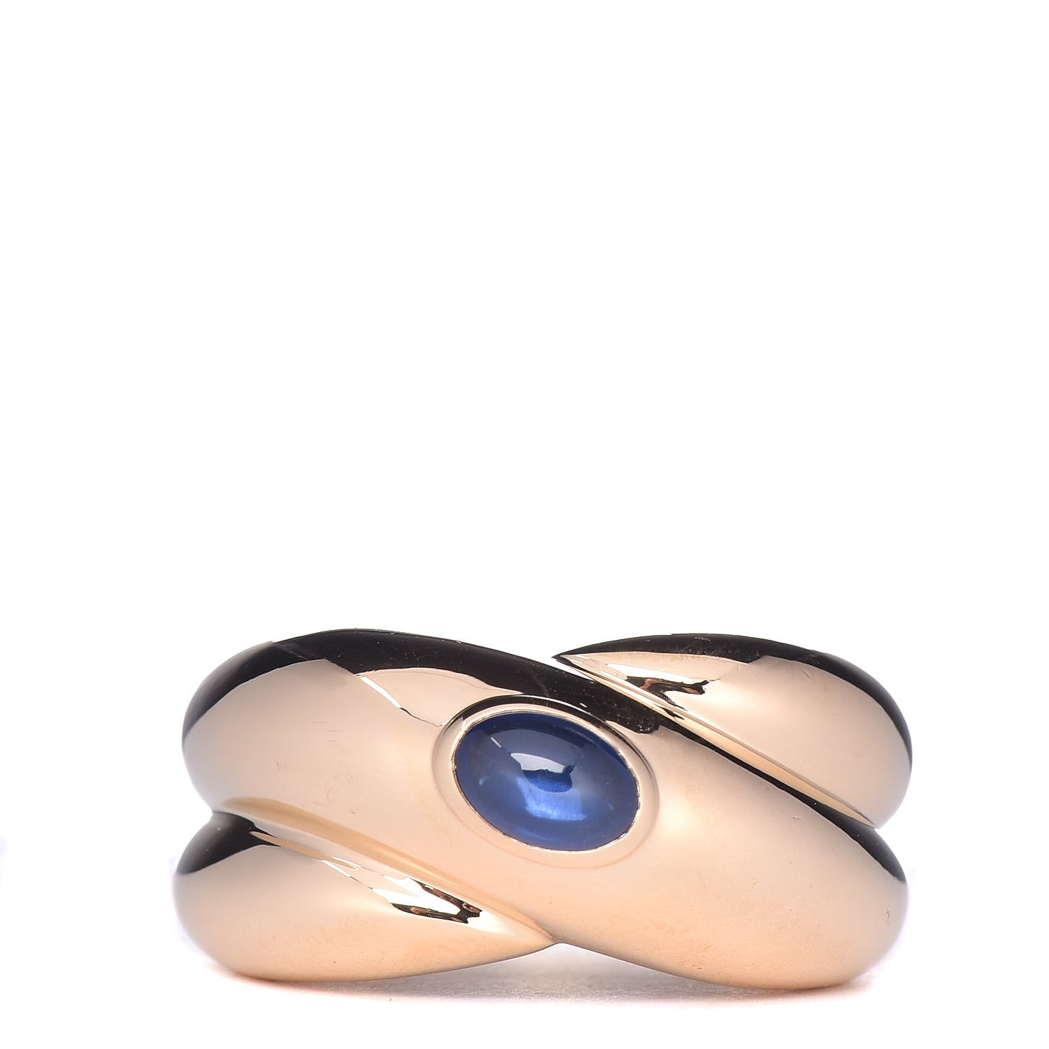 Cartier 18K Yellow Gold Blue Sapphire Colisee Ring 50 5.25 1 of 5