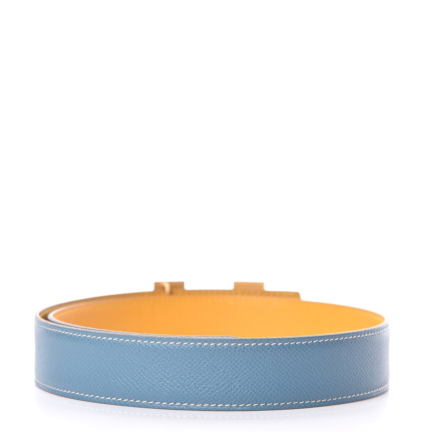 Hermes Courchevel H 32mm H Belt 70 Jaune Blue Jean 3 of 6