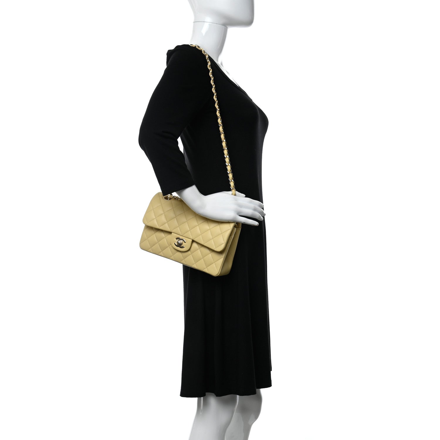 Chanel Lambskin Quilted Small Double Flap Yellow 2 of 11