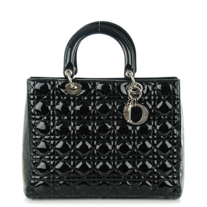 Christian Dior Patent Cannage Large Lady Dior Black 1 of 7