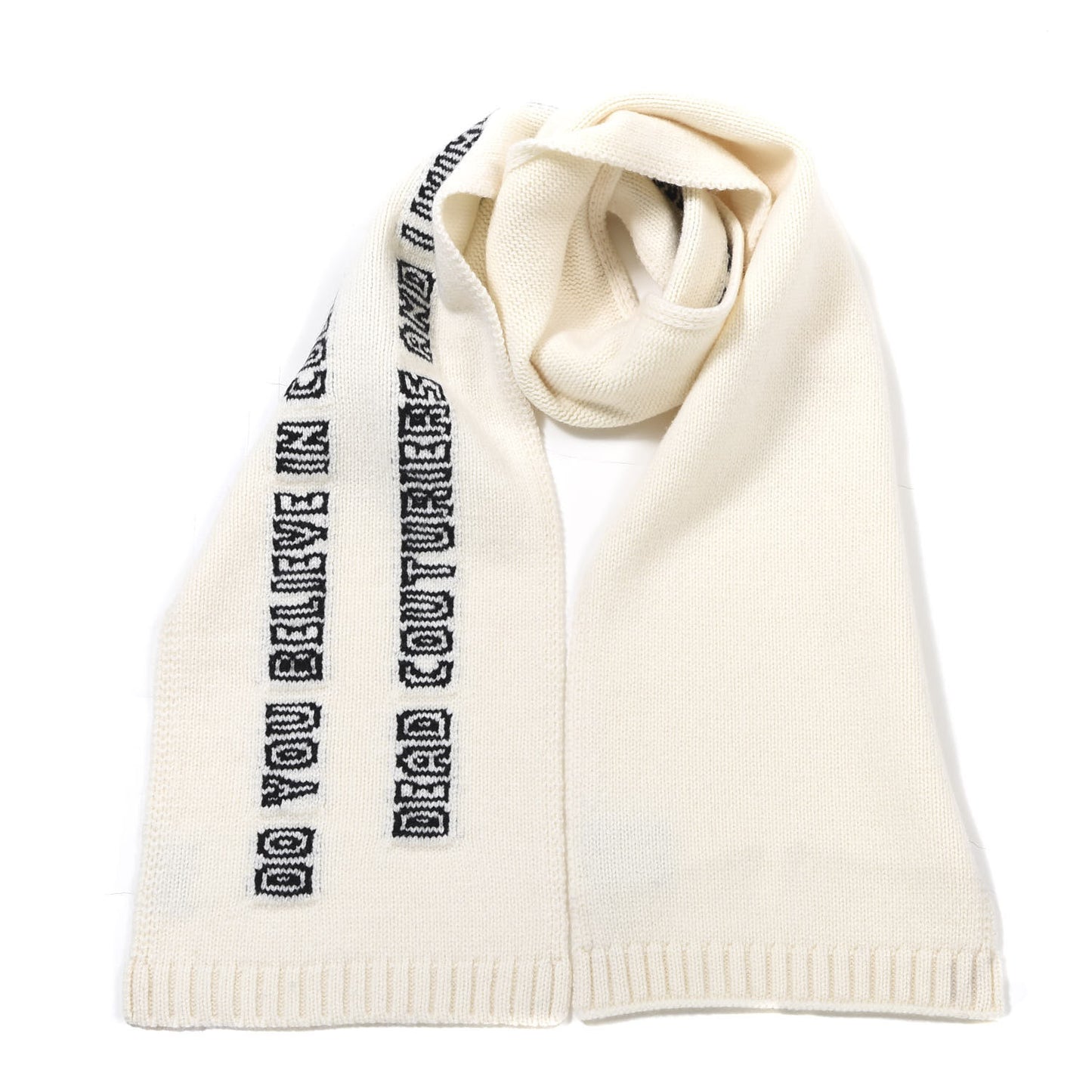 Wool Knit Fly Pig Scarf Ivory