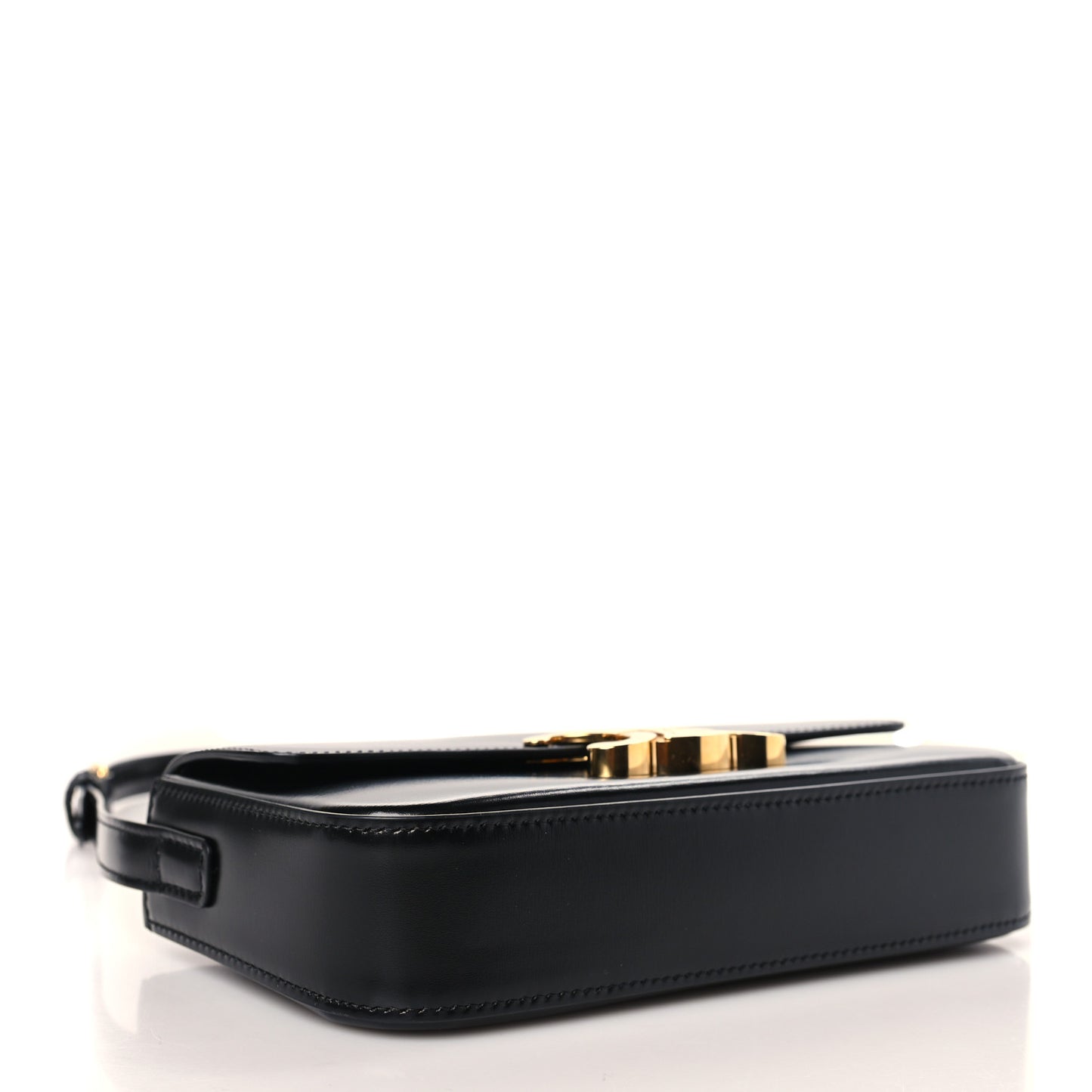 Shiny Calfskin Triomphe Shoulder Bag Black