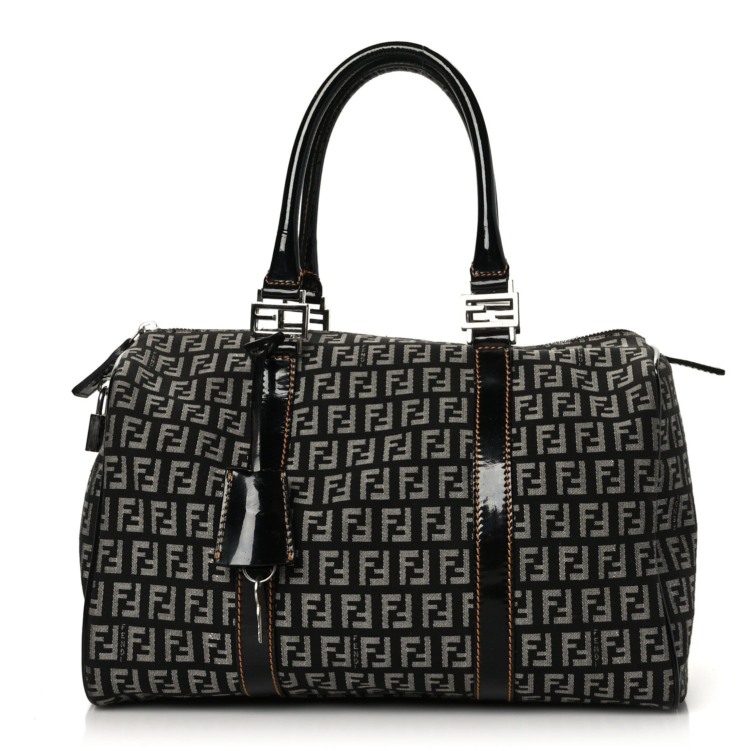 Fendi Patent Zucchino Medium Forever Boston Black 1 of 10