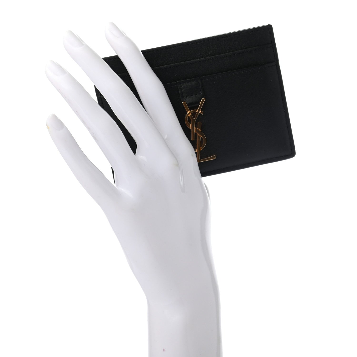 Saint Laurent Calfskin Monogram Credit Card Case Black 2 of 7