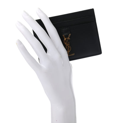 Saint Laurent Calfskin Monogram Credit Card Case Black 2 of 7