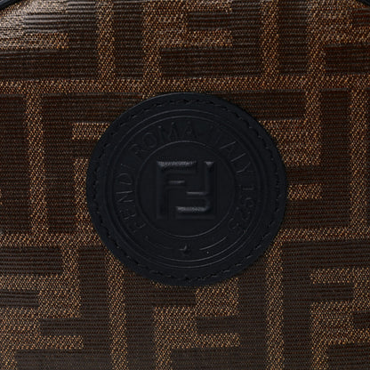 Fendi Glazed Fabric Vitello Century FF 1974 Stamp Patch Mini Backpack Mogano Panna Black 8 of 11