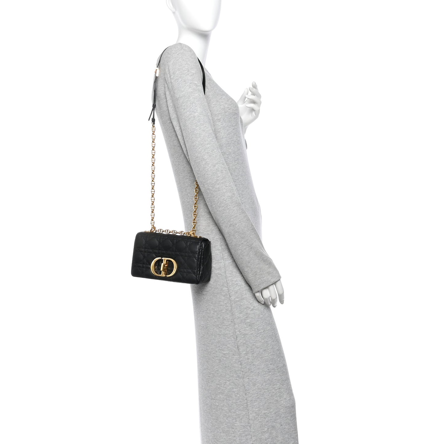 Calfskin Cannage Small Caro Bag Black