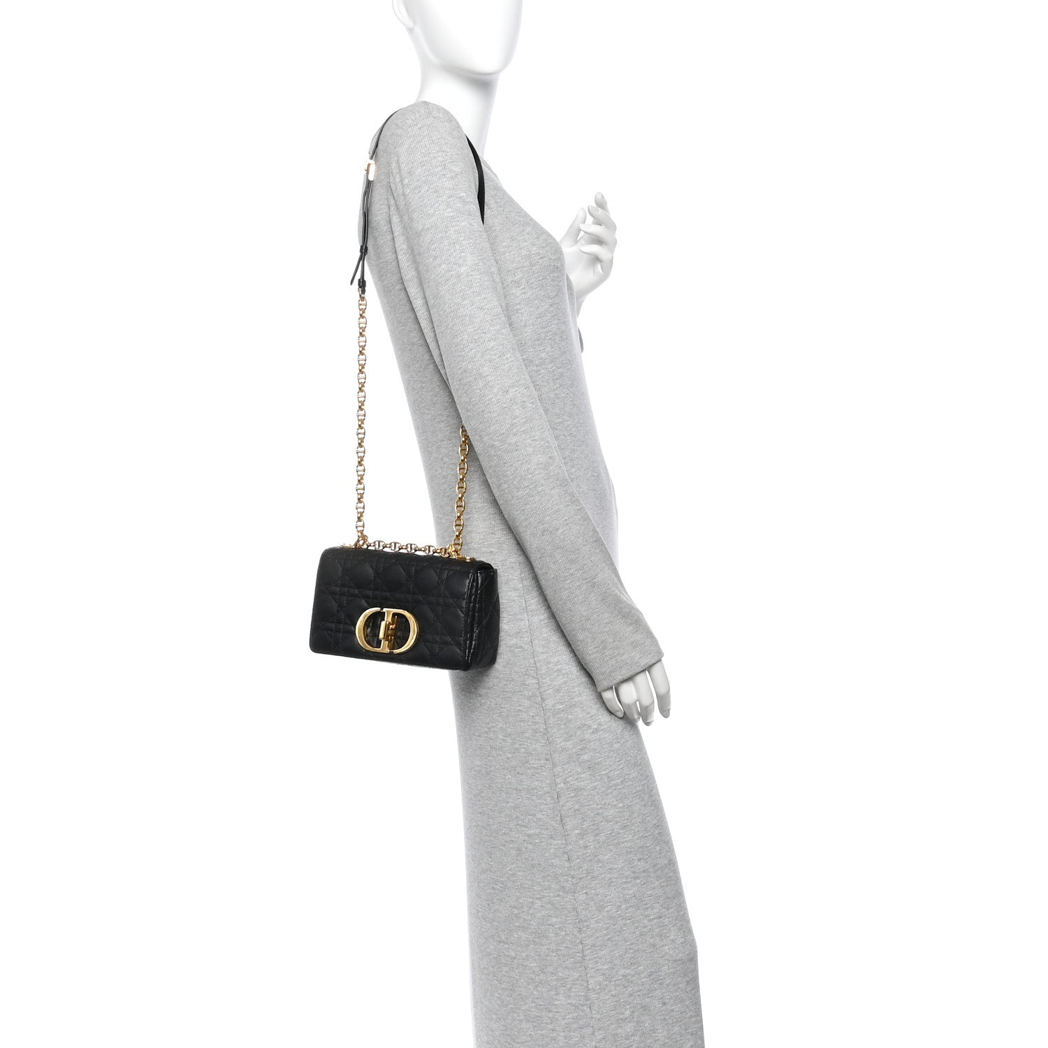 Christian Dior Calfskin Cannage Small Caro Bag Black 2 of 11
