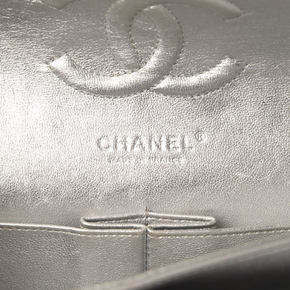 Chanel Metallic Lambskin Quilted Medium Double Flap Dark Grey 12 of 14
