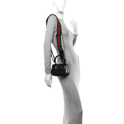 Gucci Boarded Dyana Lux Calfskin Web Monochrome Mini Bamboo 1947 Top Handle Bag Black 2 of 11