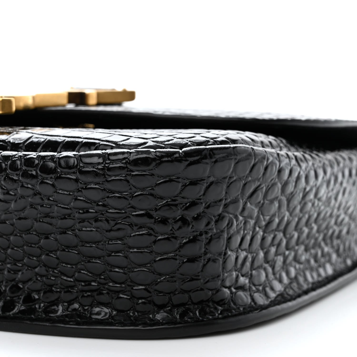 Saint Laurent Crocodile Embossed Calfskin Small Kaia Satchel Black 10 of 10