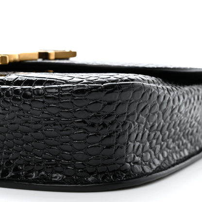 Saint Laurent Crocodile Embossed Calfskin Small Kaia Satchel Black 10 of 10