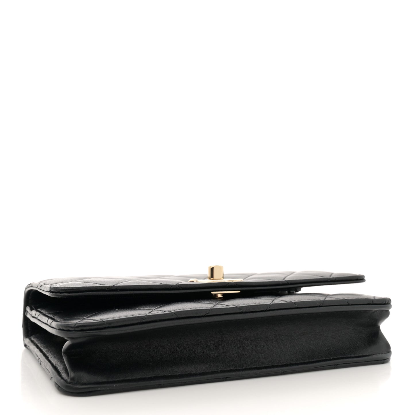 Lambskin Quilted Trendy CC Wallet On Chain WOC Black