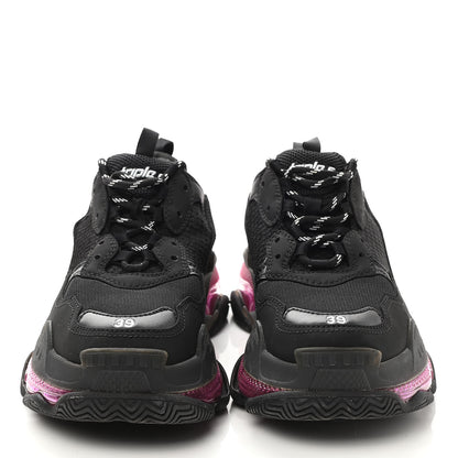 Balenciaga Fabric Mesh Clear Sole Womens Triple S Sneakers 39 Black Pink Neon 2 of 8