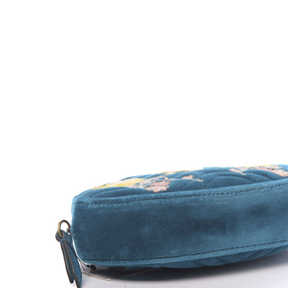 Gucci Velvet Matelasse Embroidered GG Marmont Belt Bag 95 38 Pavone Cyan 8 of 10