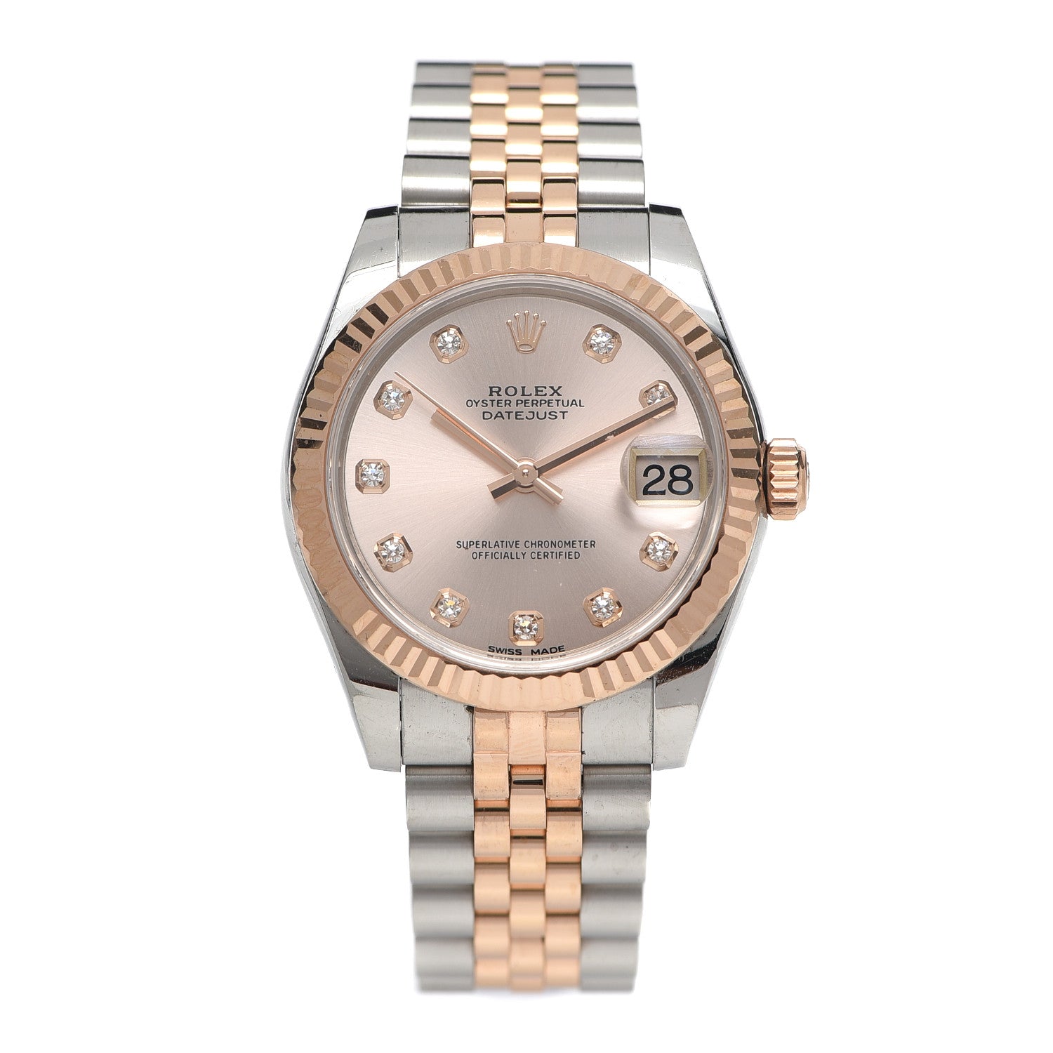 Rolex Stainless Steel 18K Everose Gold Diamond 31mm Oyster Perpetual Datejust Watch Pink 178271 1 of 6