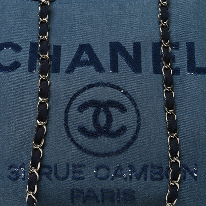 Chanel Canvas Sequin Large Deauville Tote Navy 8 of 12