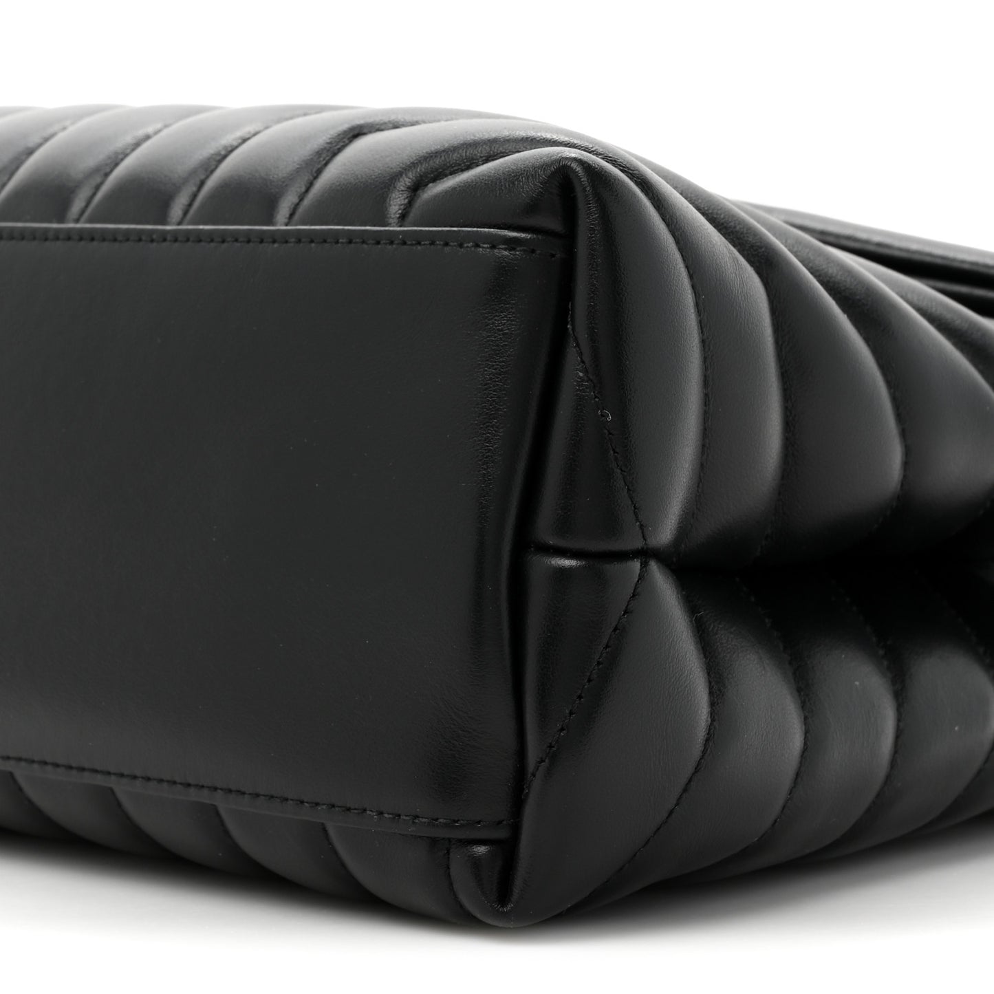 Calfskin Y Quilted Monogram Medium Loulou Chain Satchel Black
