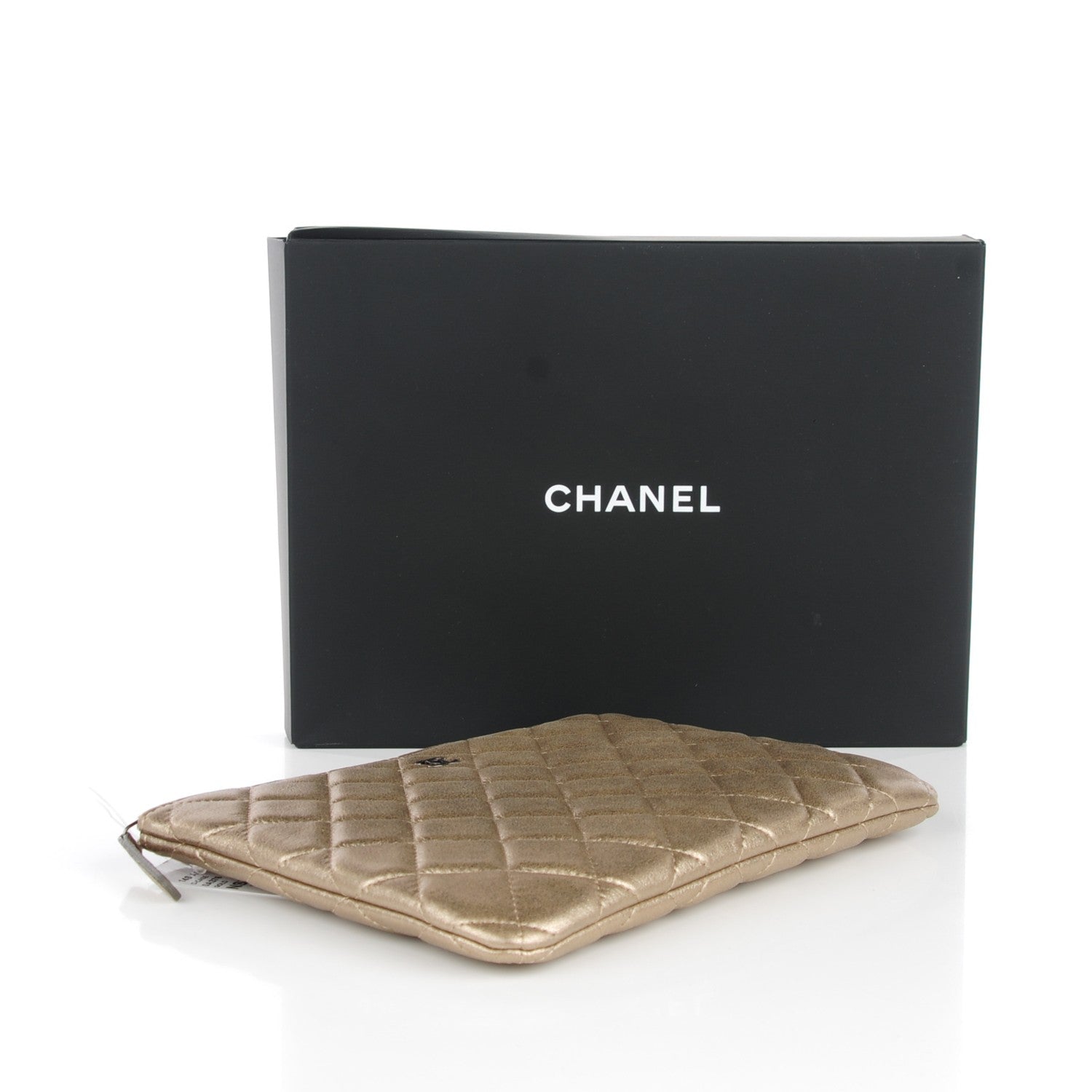 Chanel Metallic Lambskin Quilted Medium Cosmetic Case Gold 4 of 7