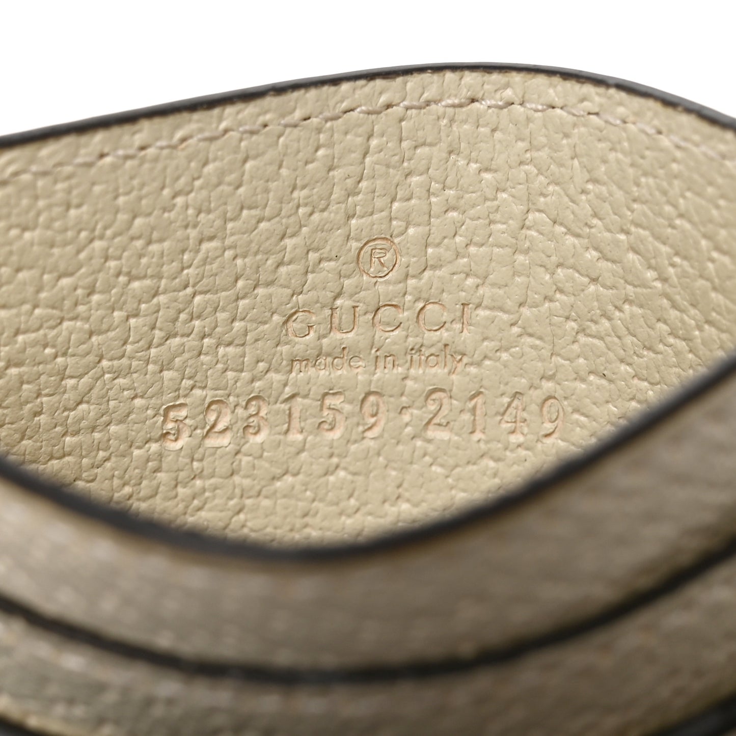 Textured Calfskin Web Ophidia Card Holder Mystic White