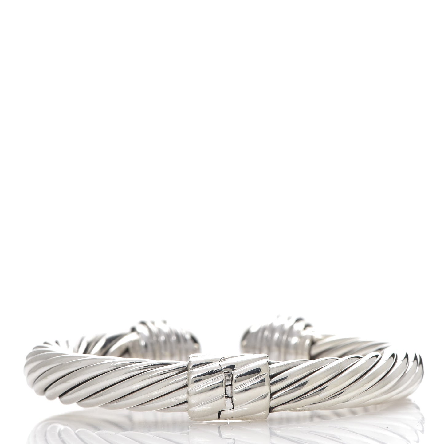 Sterling Silver Diamond 10mm Cable Classics Hinged Bracelet