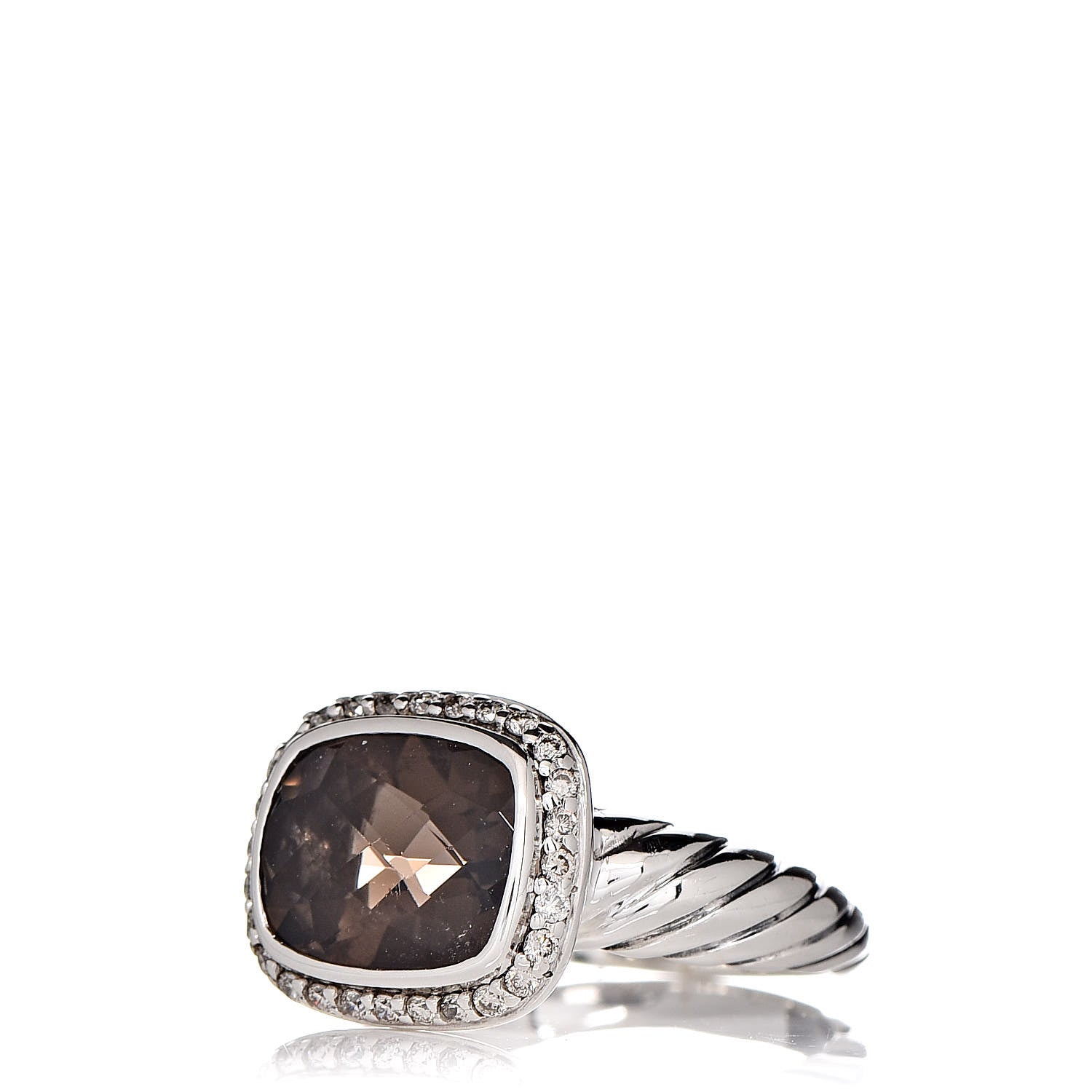 David Yurman Sterling Silver Diamond Smoky Quartz 10mm Noblesse Ring 52 6 3 of 5