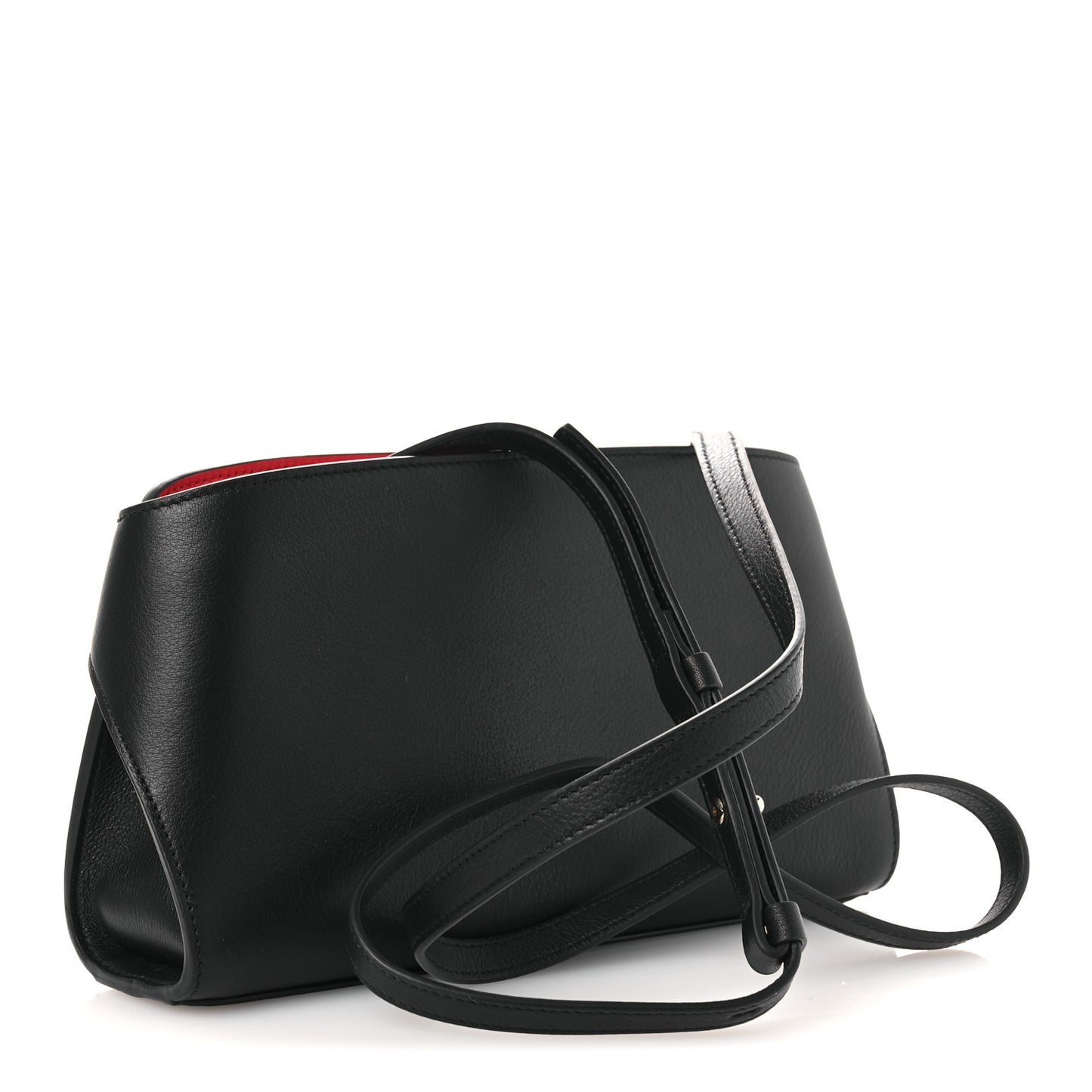 Calfskin Mini E/W Hug Crossbody Bag Black Flame Red
