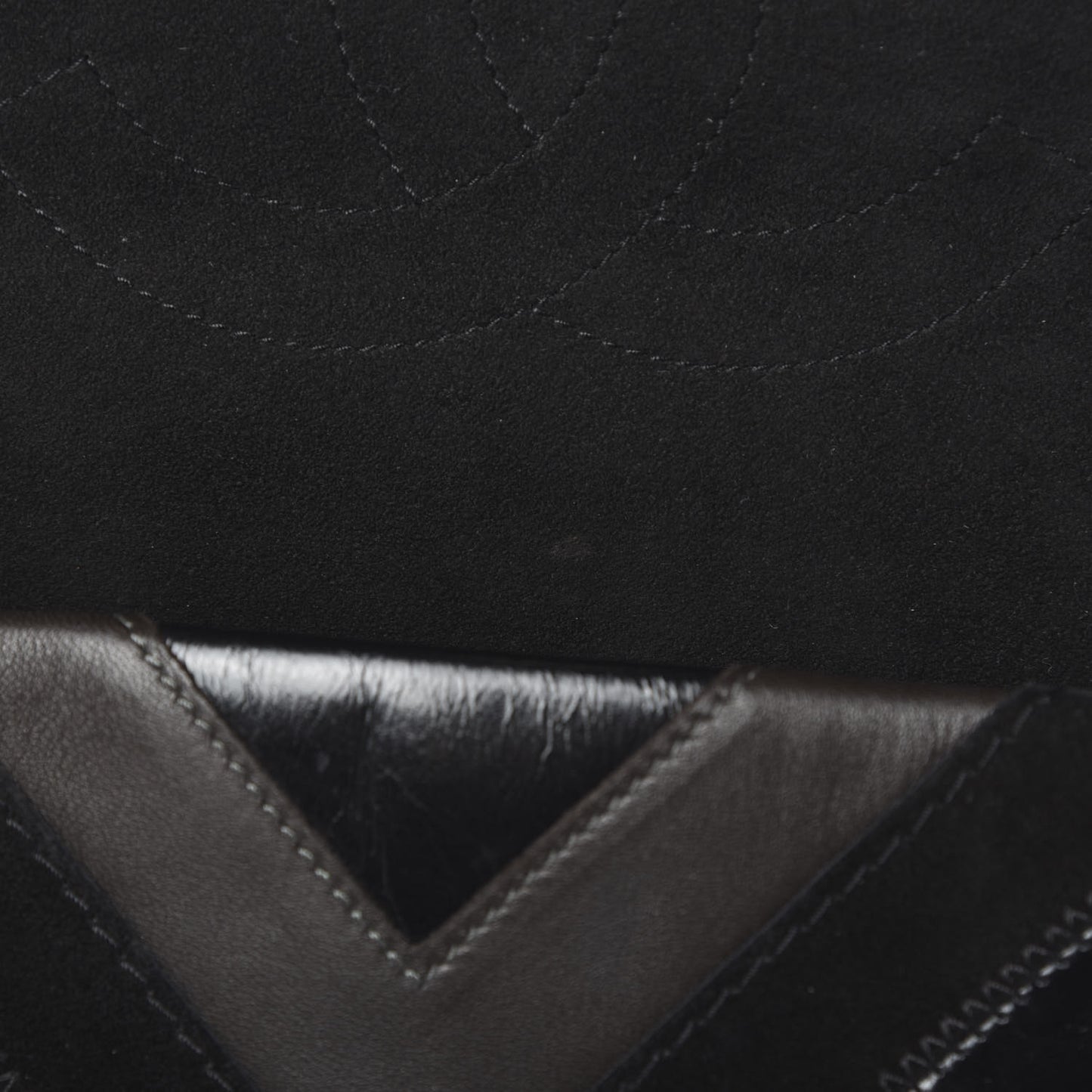 Suede Lambskin Glazed Calfskin Lady Vintage Chevron Flap Black Brown