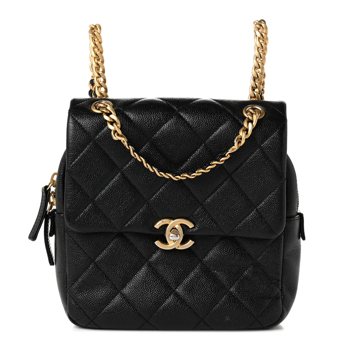 Chanel Shiny Caviar Quilted Chain Melody Backpack Black 1 of 10