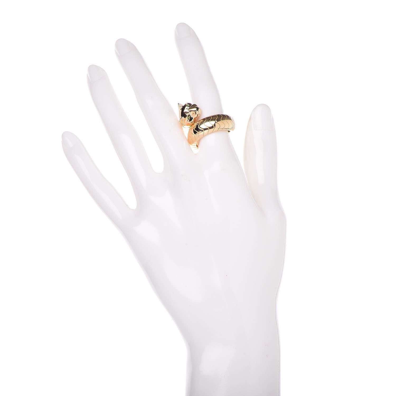 Cartier 18K Yellow Gold Tsavorite Onyx Panthere De Bypass Ring 52 6 2 of 5